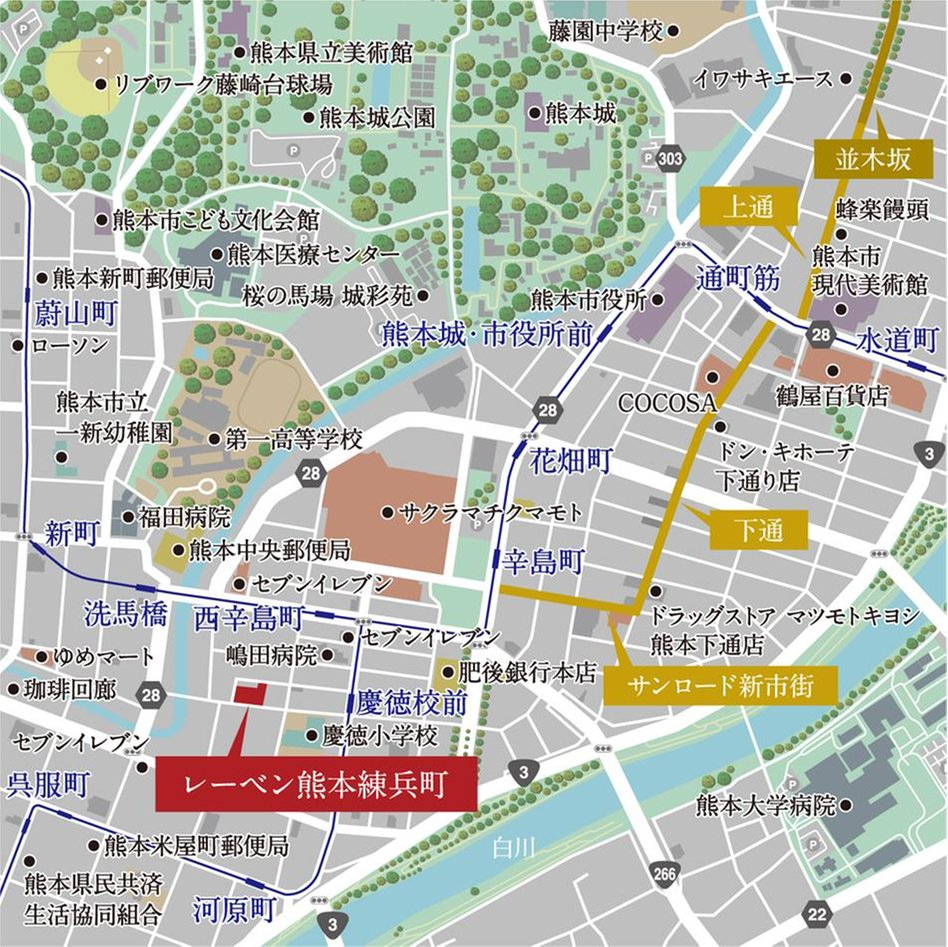 レーベン熊本練兵町の立地・アクセス画像