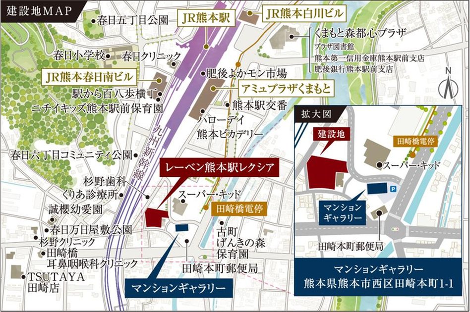 レーベン熊本駅レクシアの現地案内図