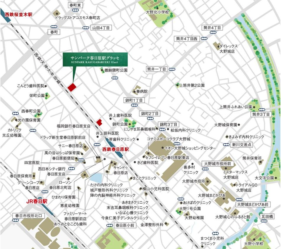 サンパーク春日原駅グラッセの現地案内図