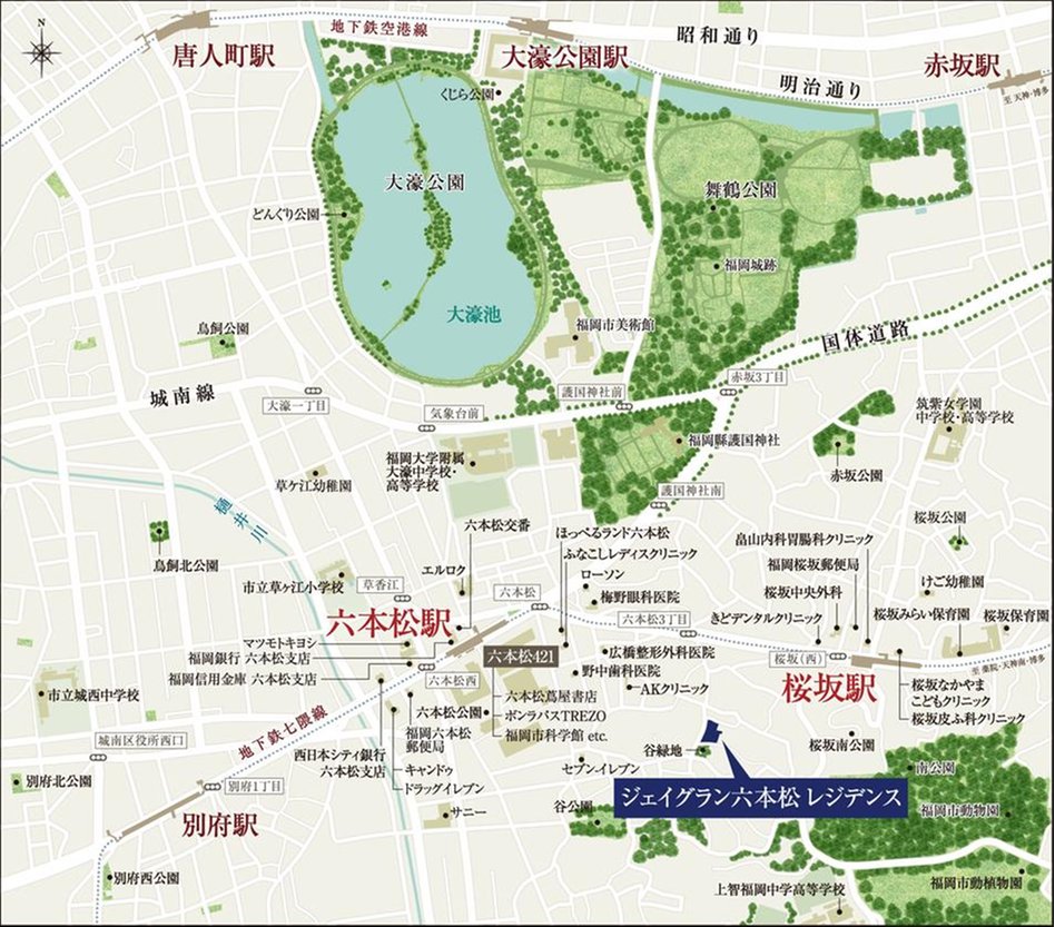 ジェイグラン六本松レジデンスの現地案内図