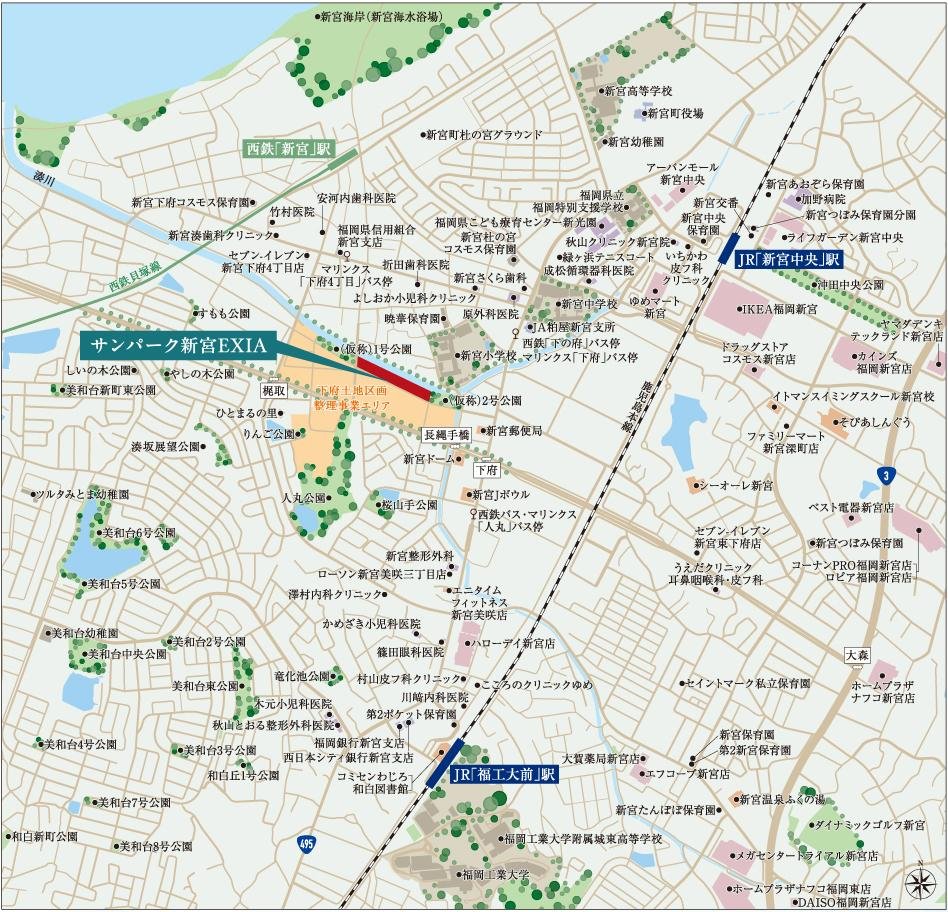 サンパーク新宮EXIAの現地案内図