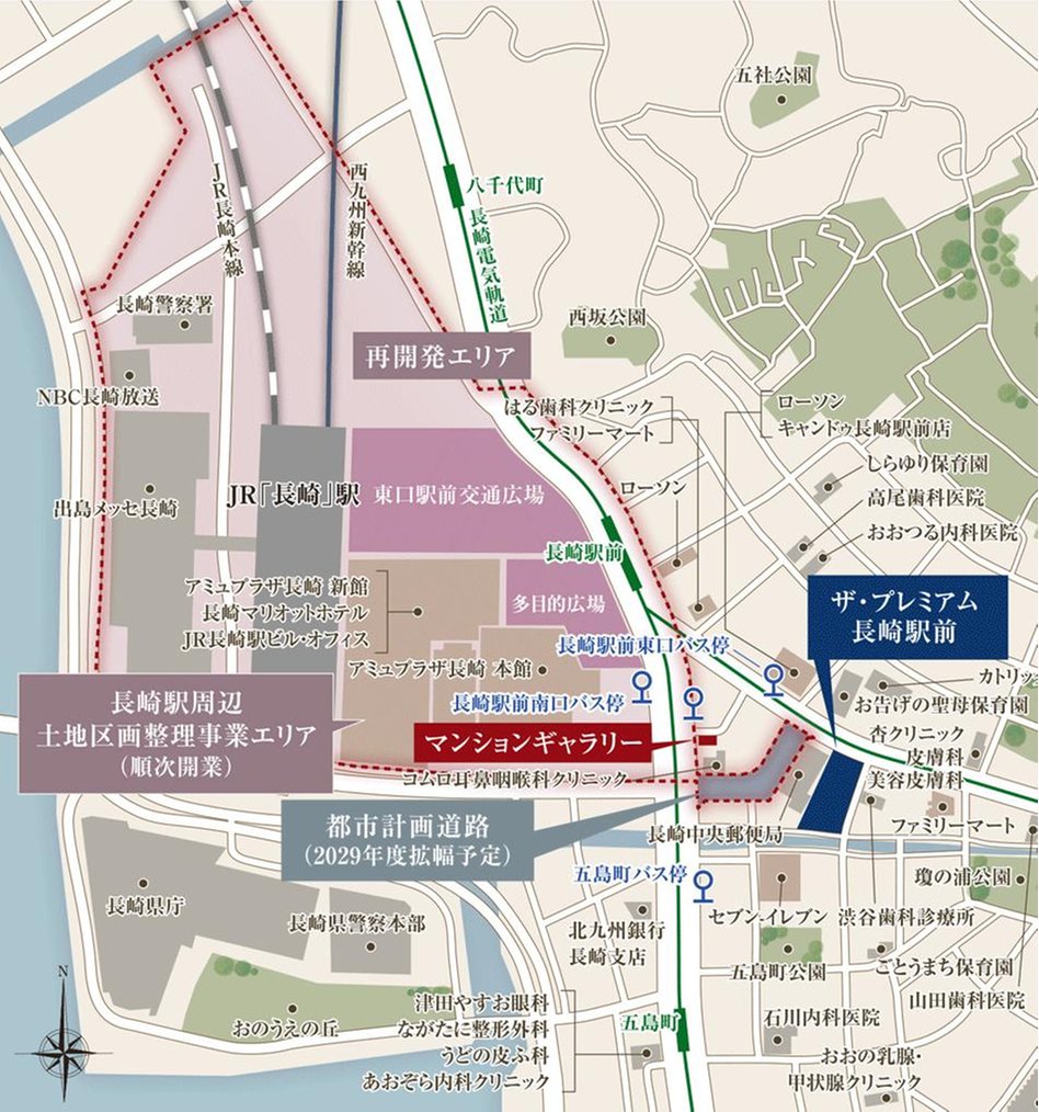 ザ・プレミアム長崎駅前の現地案内図