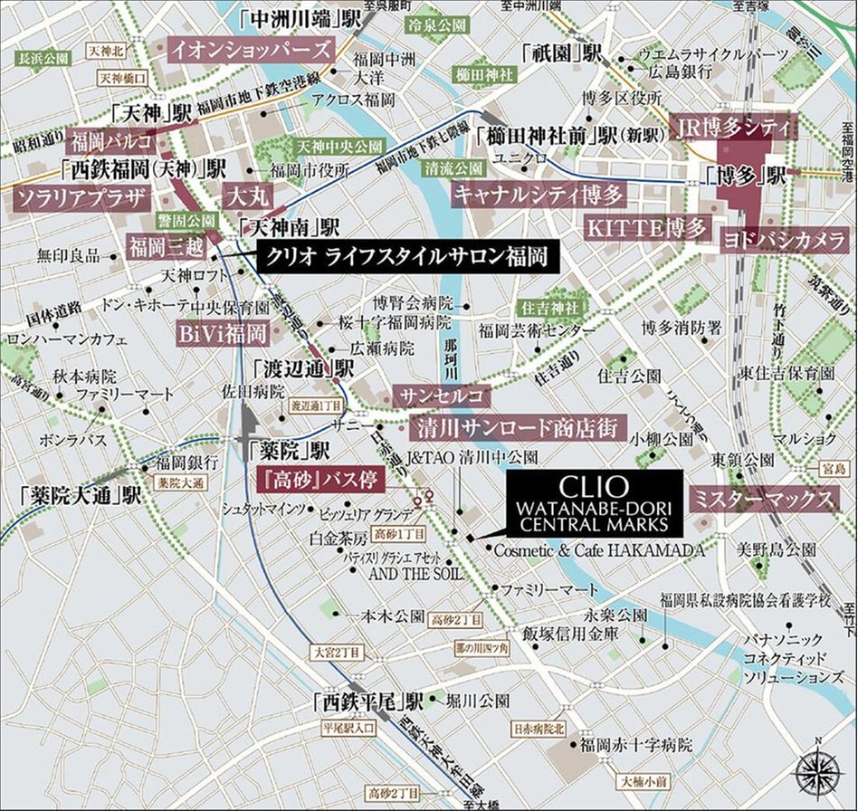 クリオ渡辺通セントラルマークスの現地案内図
