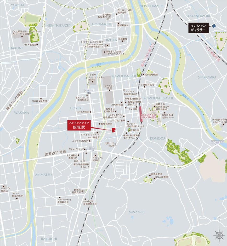 アルファステイツ飯塚駅の現地案内図