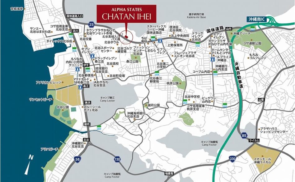 アルファステイツ北谷伊平の現地案内図