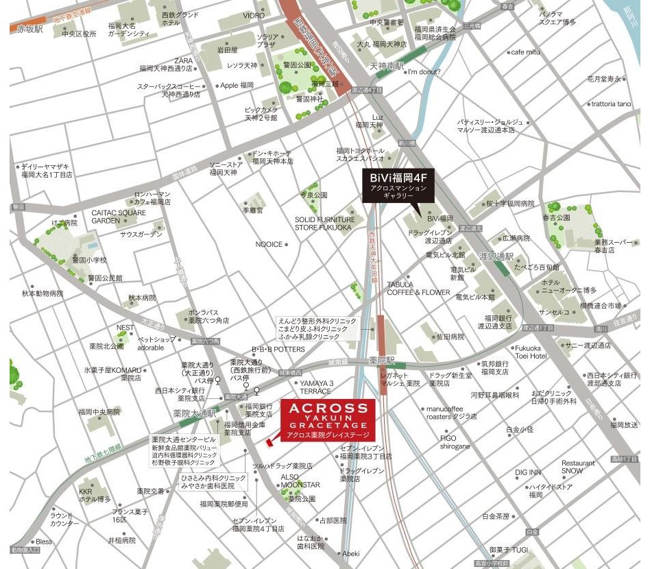アクロス薬院グレイステージの現地案内図