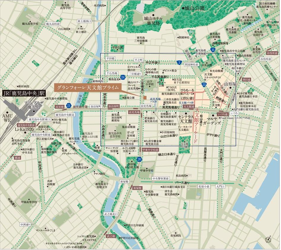 グランフォーレ天文館プライムの現地案内図
