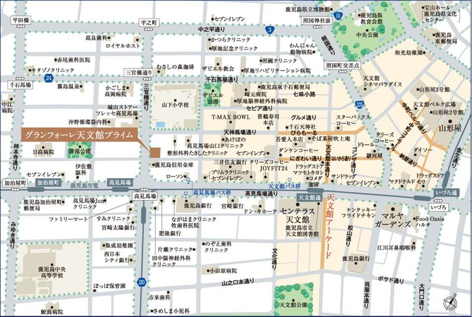 グランフォーレ天文館プライムの現地案内図