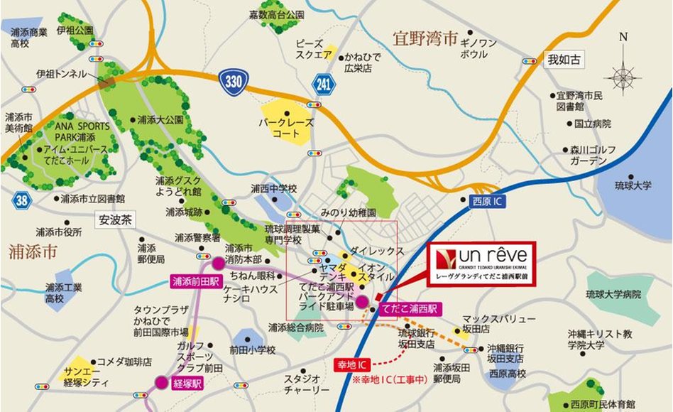 レーヴグランディてだこ浦西駅前の現地案内図