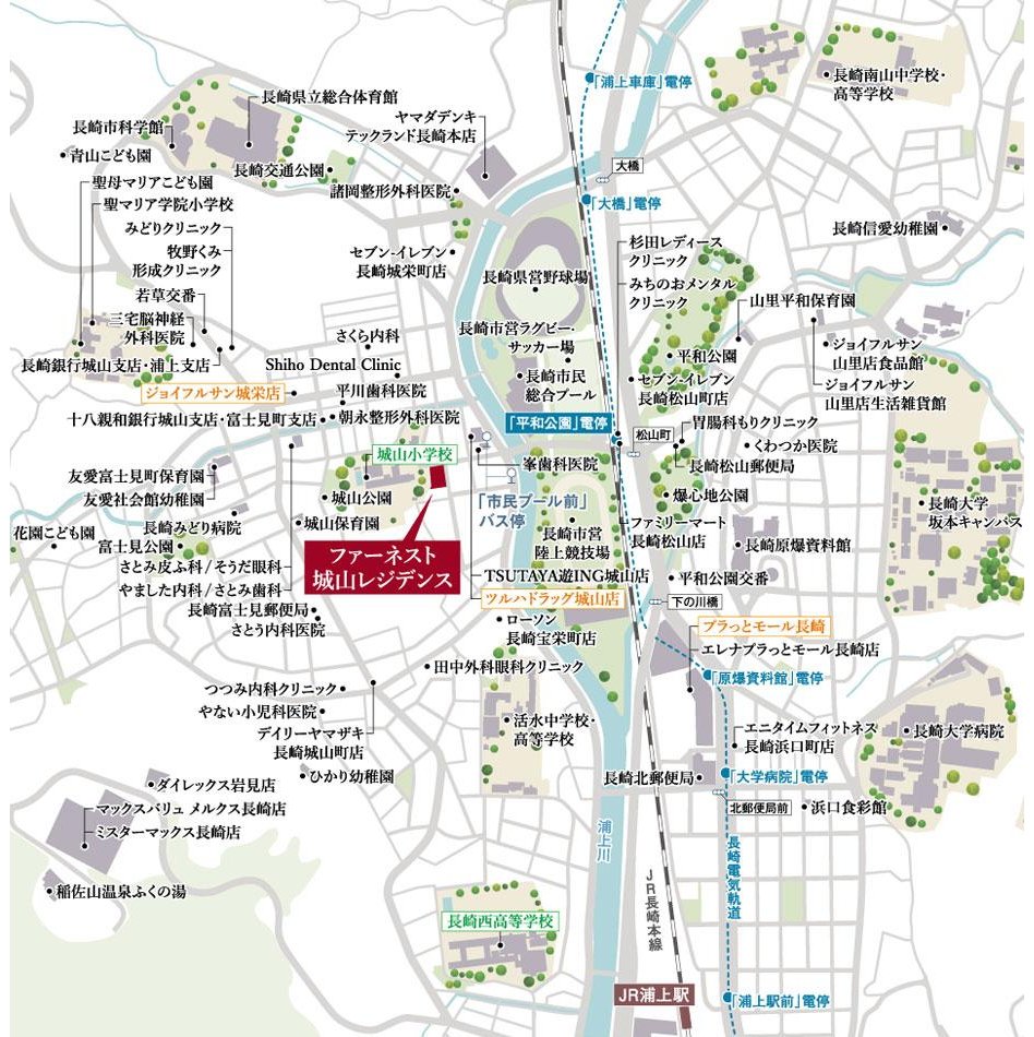 ファーネスト城山レジデンスの現地案内図