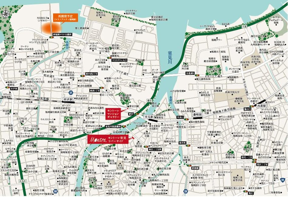 モントーレ室見リバーサイドの現地案内図