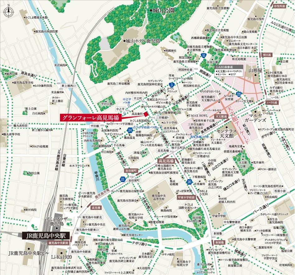 グランフォーレ高見馬場の現地案内図