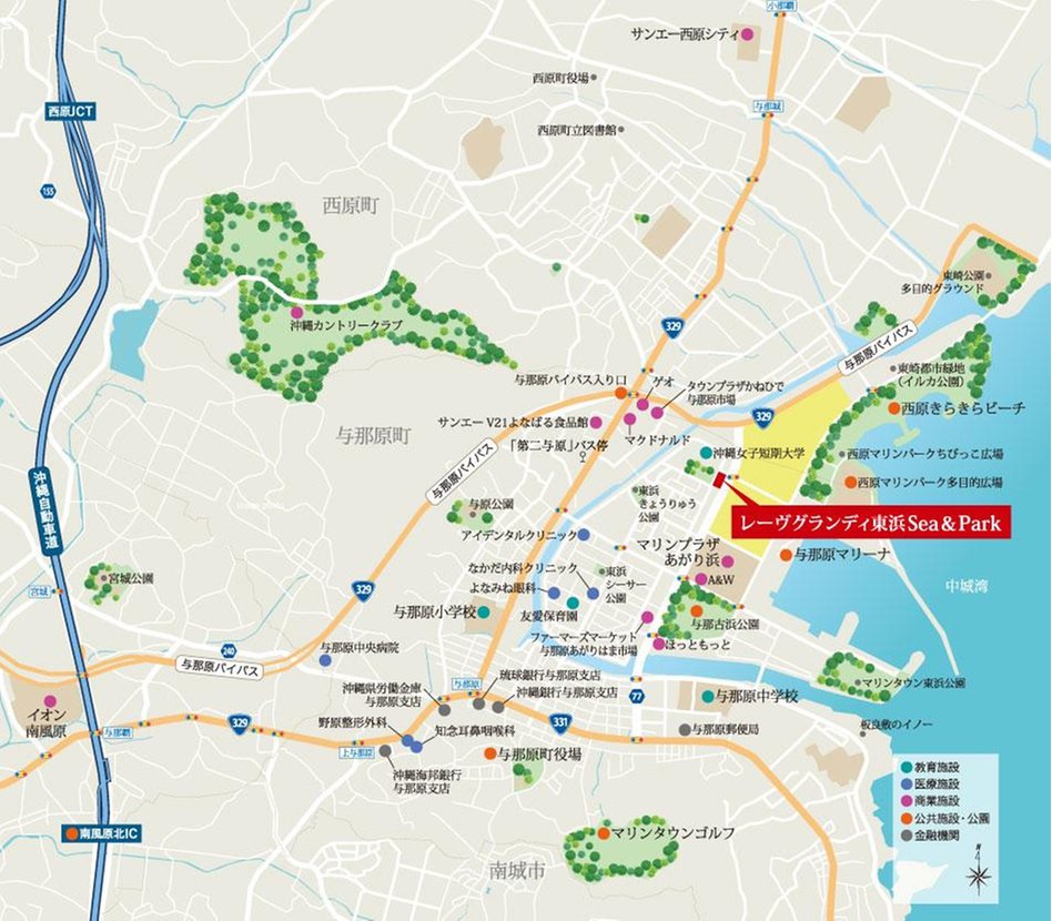 レーヴグランディ東浜Sea&Parkの現地案内図