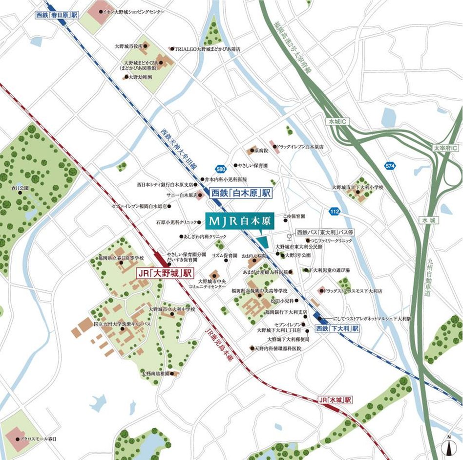 MJR白木原の現地案内図