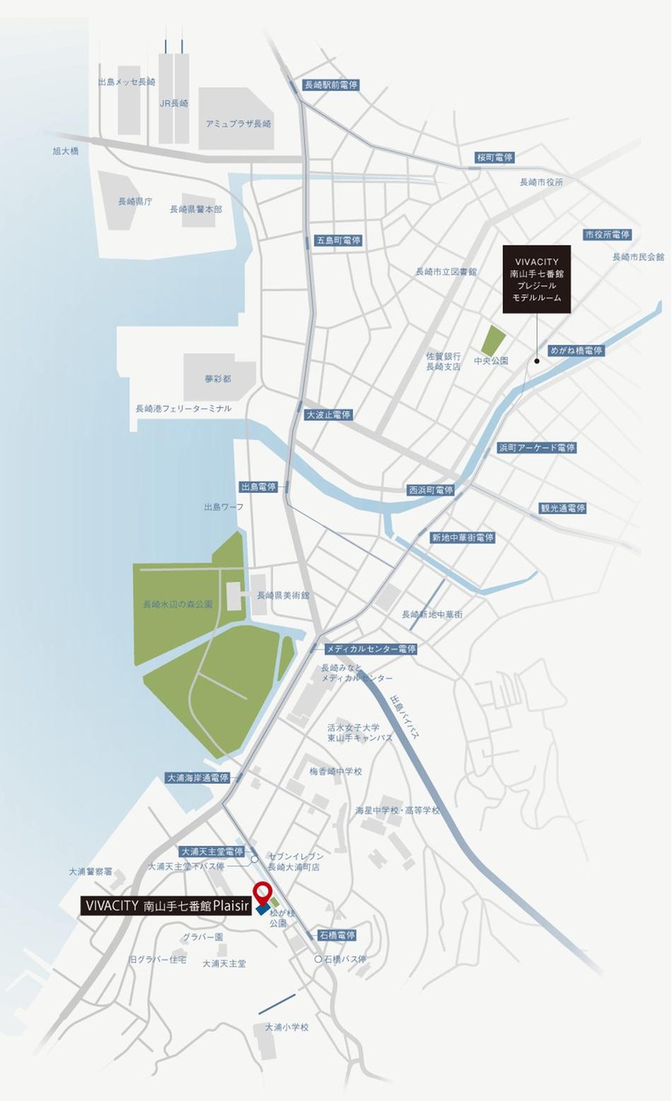 ビバシティ南山手七番館 Plaisirの現地案内図