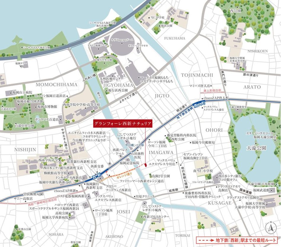 グランフォーレ西新ナチュリアの現地案内図