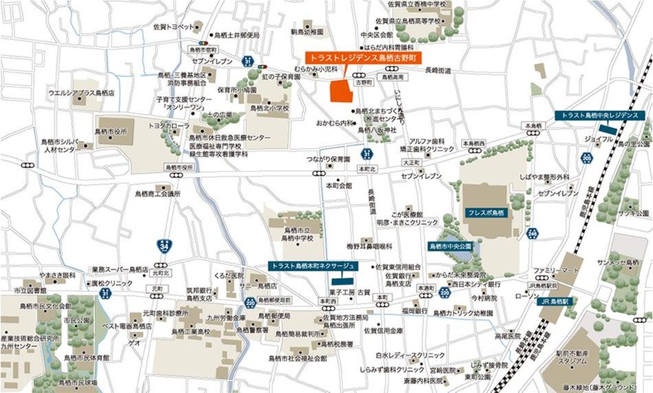 トラストレジデンス鳥栖古野町の現地案内図