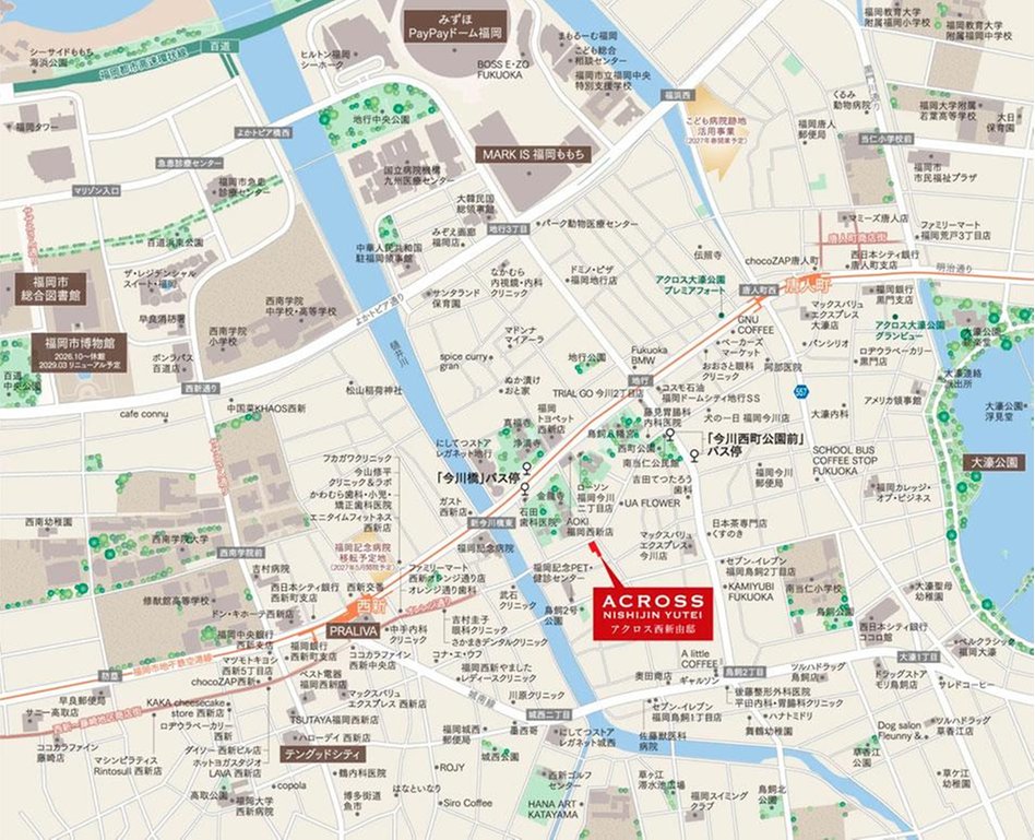 アクロス西新由邸の現地案内図