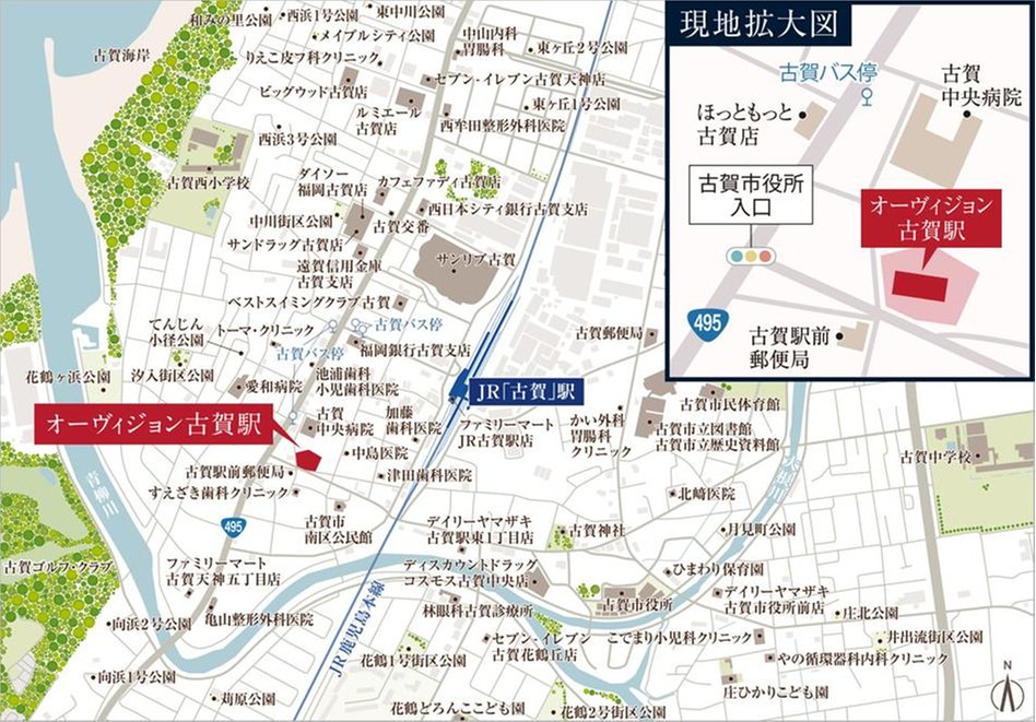 オーヴィジョン古賀駅の現地案内図