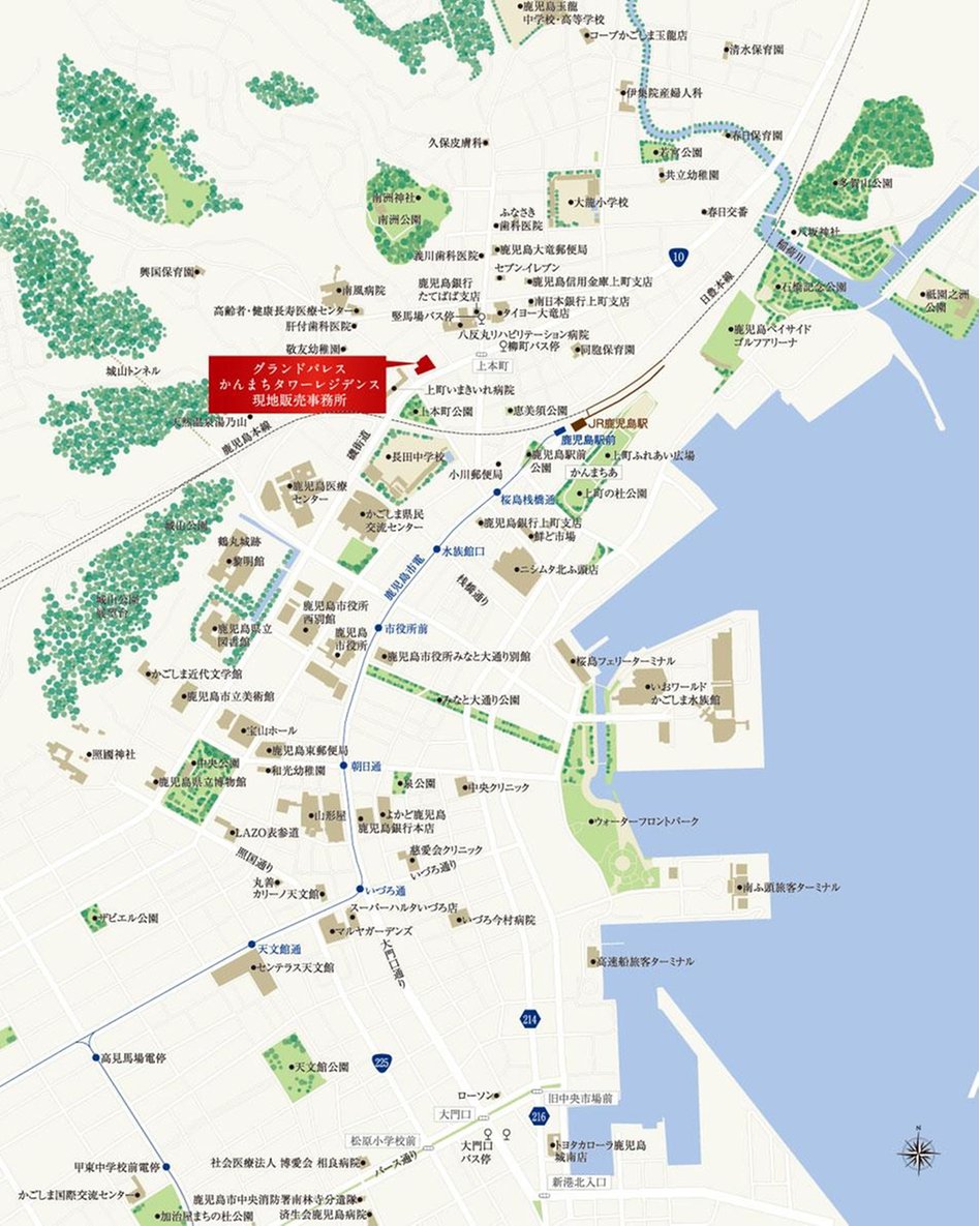 グランドパレスかんまちタワーレジデンスの現地案内図