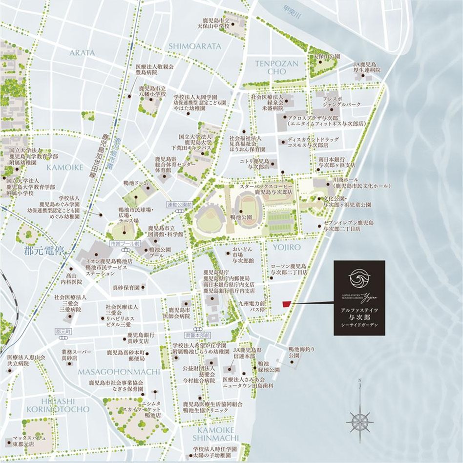 アルファステイツ与次郎シーサイドガーデンの現地案内図
