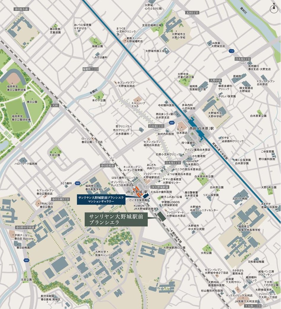 サンリヤン大野城駅前ブランシエラの現地案内図