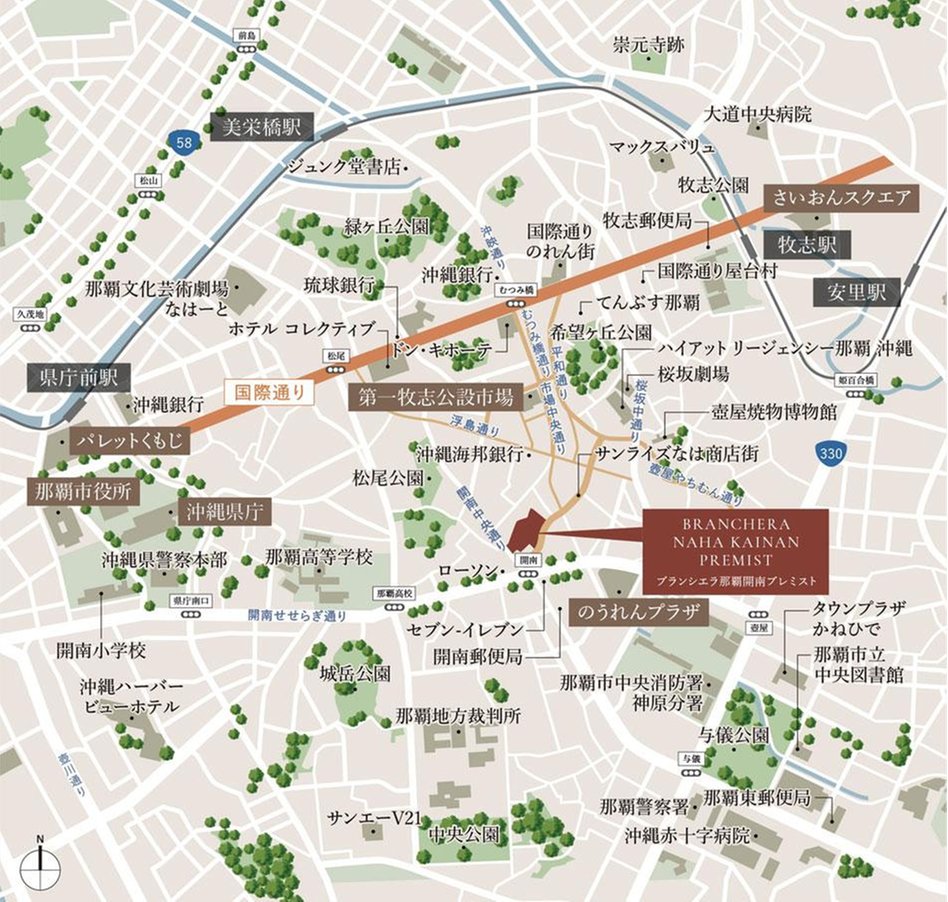 ブランシエラ那覇開南プレミストの現地案内図