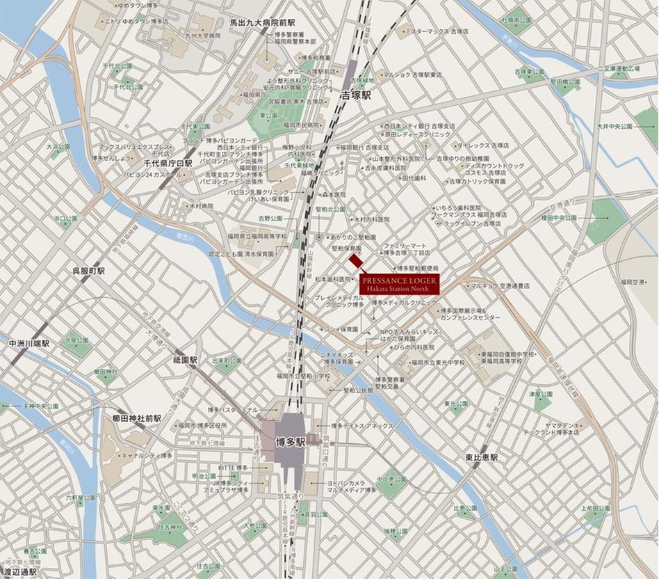 プレサンス ロジェ 博多STATION NORTHの現地案内図