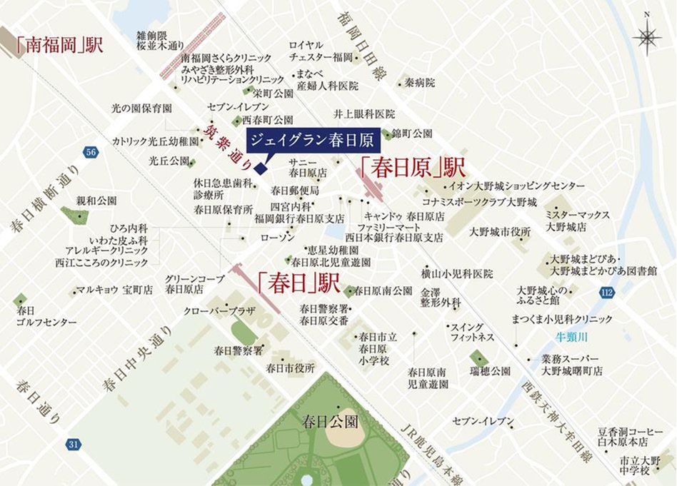 ジェイグラン春日原の現地案内図