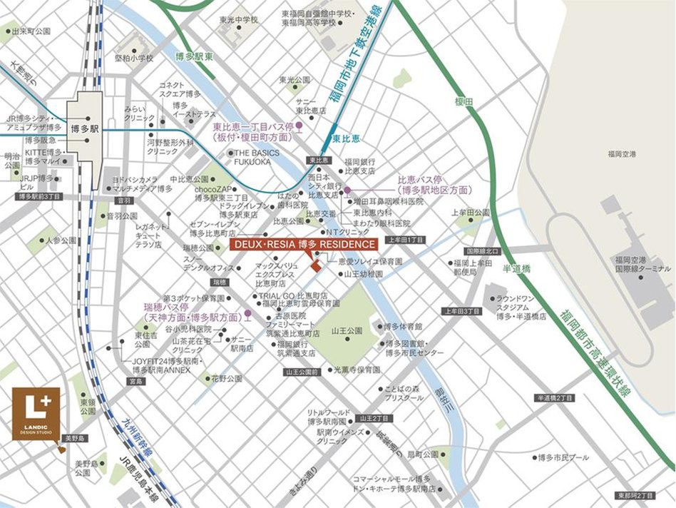 デュレジア博多レジデンスの現地案内図