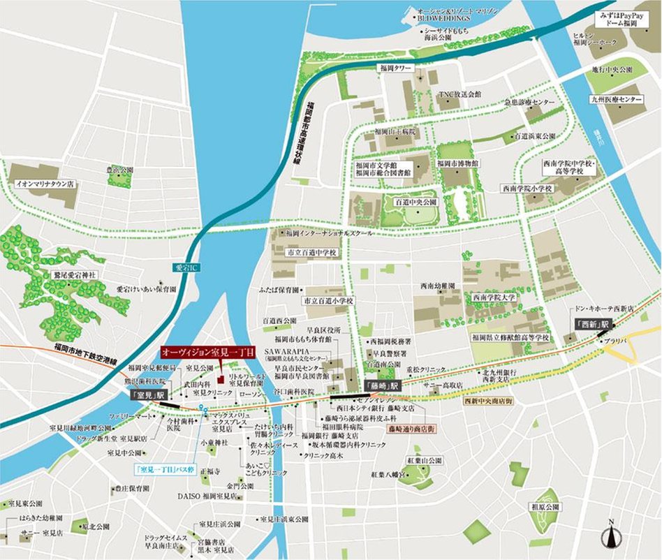 オーヴィジョン室見一丁目の現地案内図