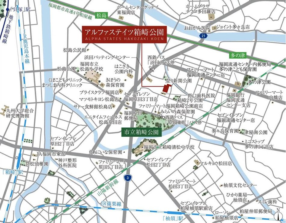 アルファステイツ箱崎公園の現地案内図