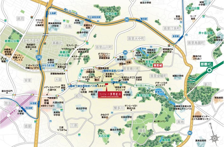 コンフォート那覇松川Suiクロスゲートの現地案内図