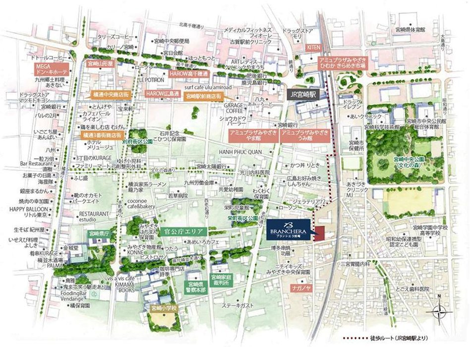 ブランシエラ宮崎の現地案内図