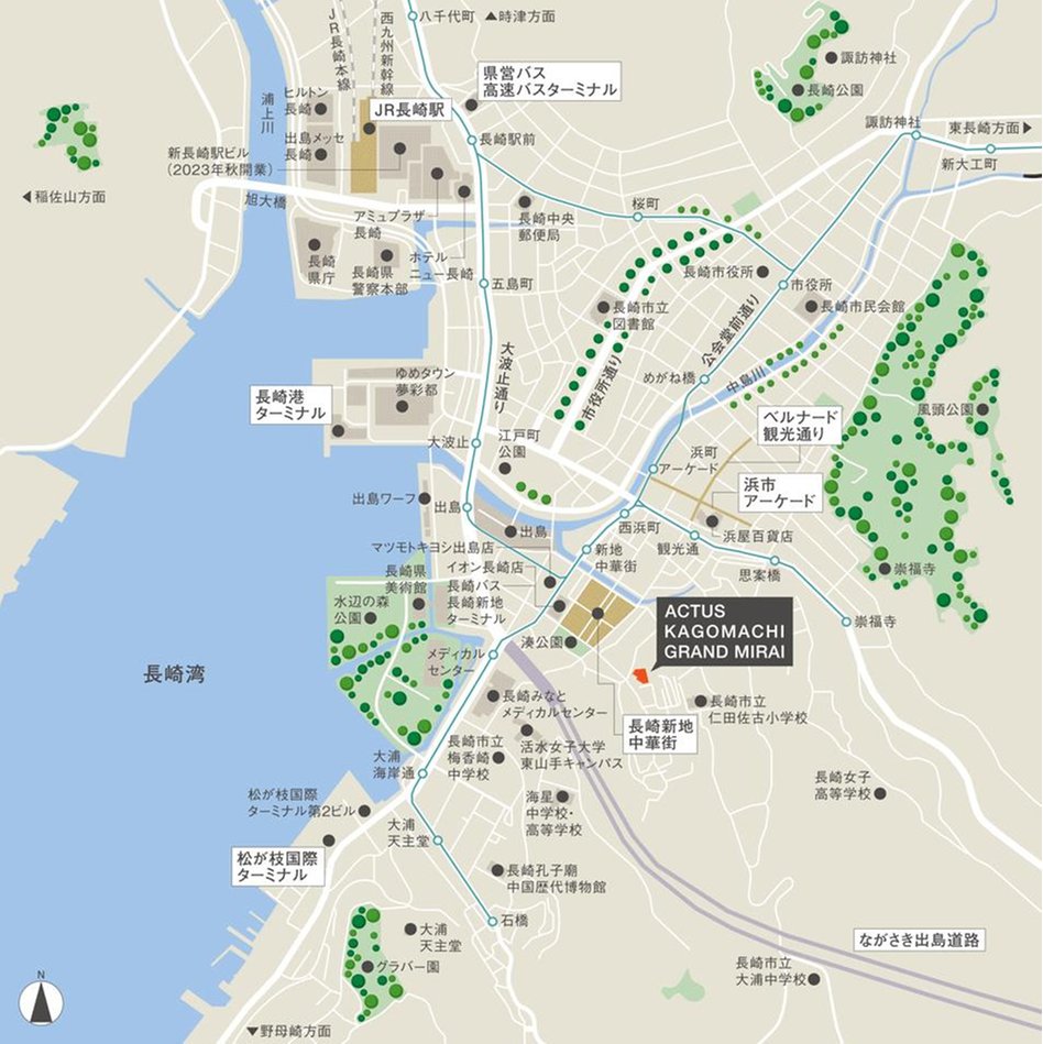 アクタス籠町グランミライの現地案内図
