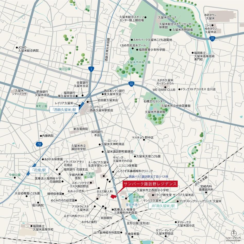 サンパーク諏訪野レジデンスの現地案内図