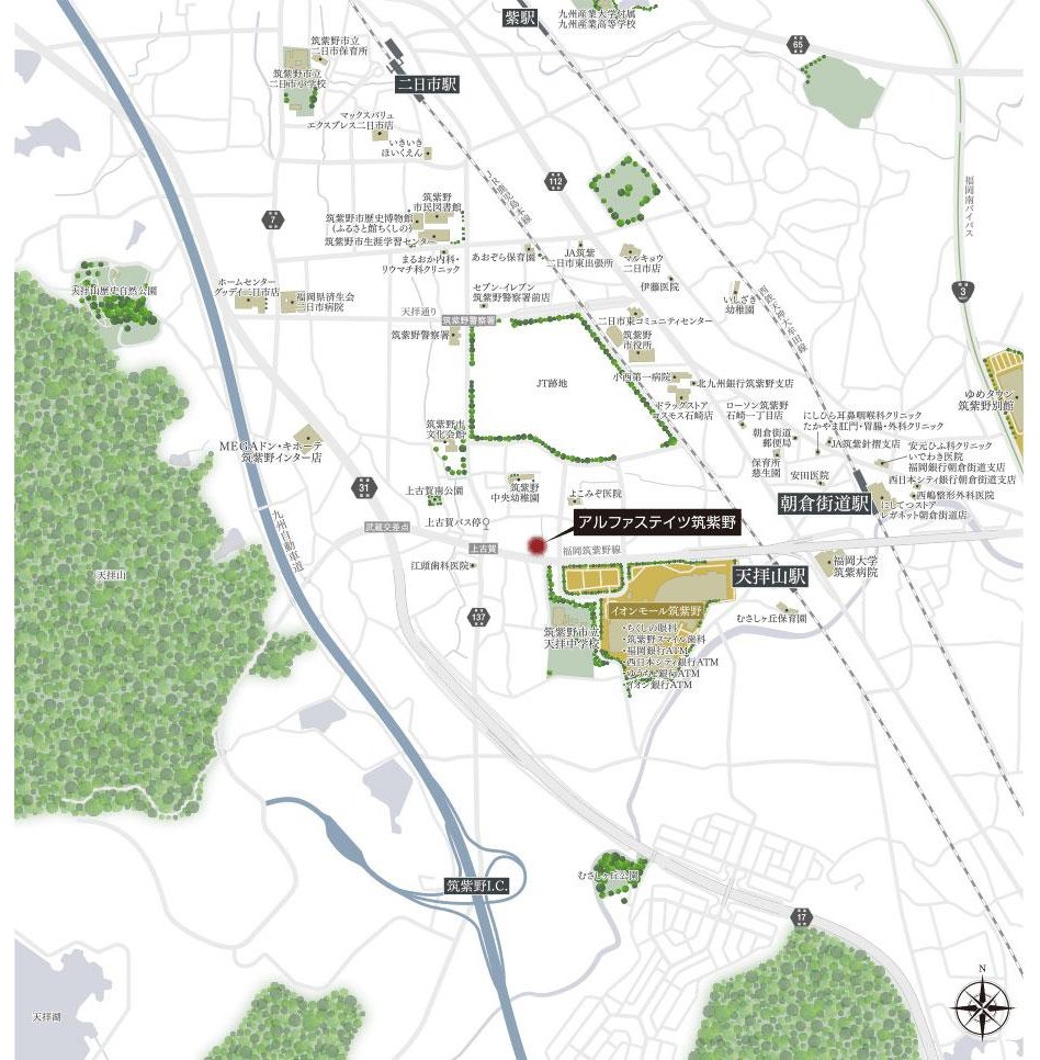 アルファステイツ筑紫野の現地案内図