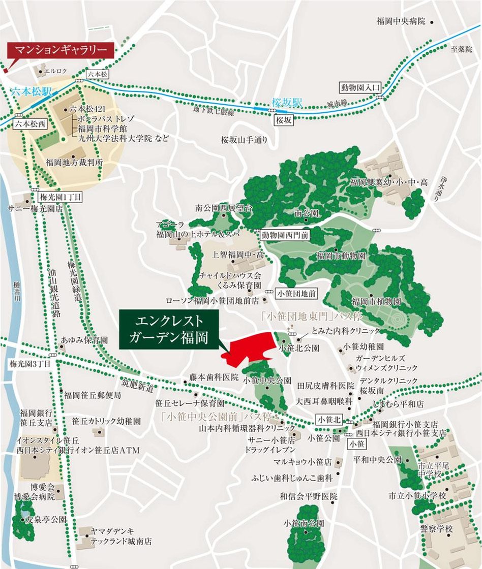 エンクレストガーデン福岡の現地案内図