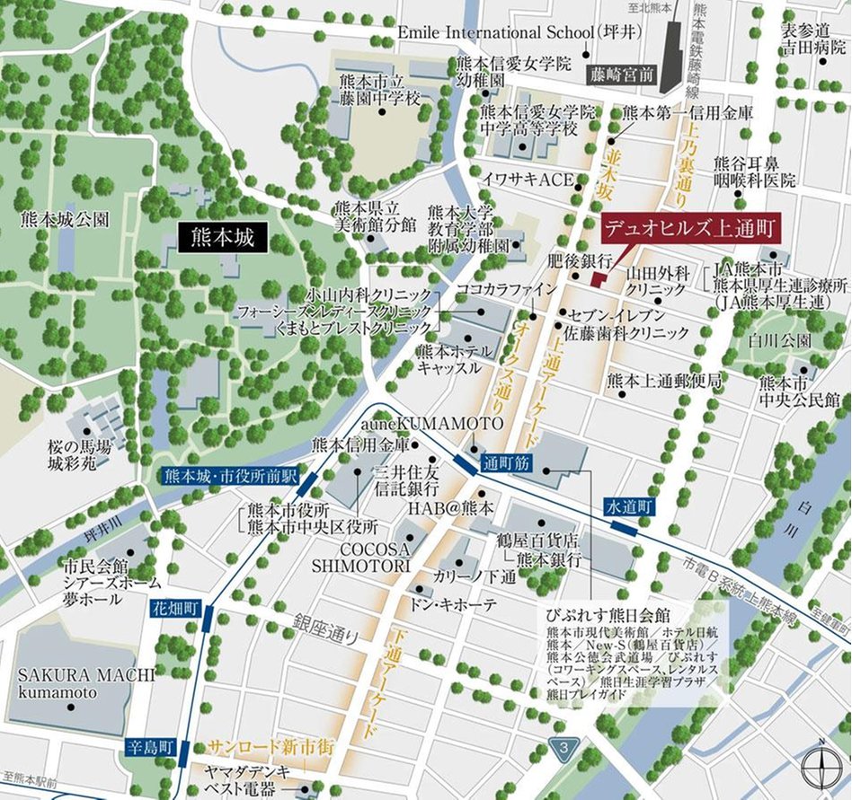 デュオヒルズ上通町の現地案内図