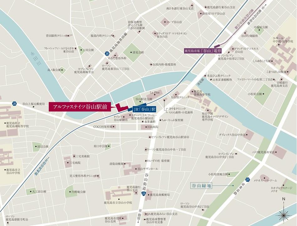 アルファステイツ谷山駅前の現地案内図