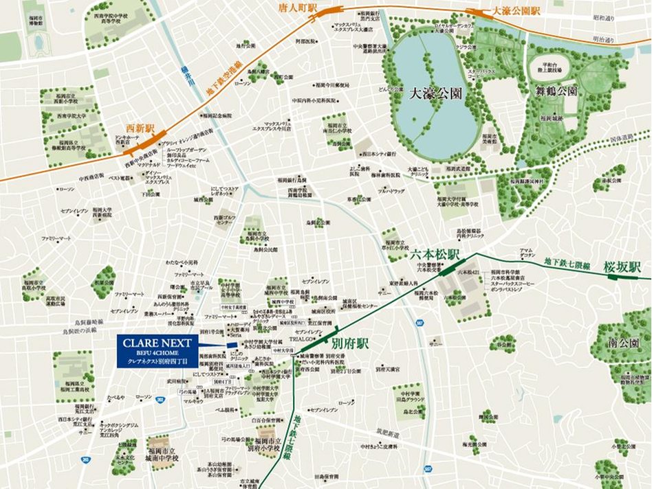 クレアネクスト別府四丁目の現地案内図