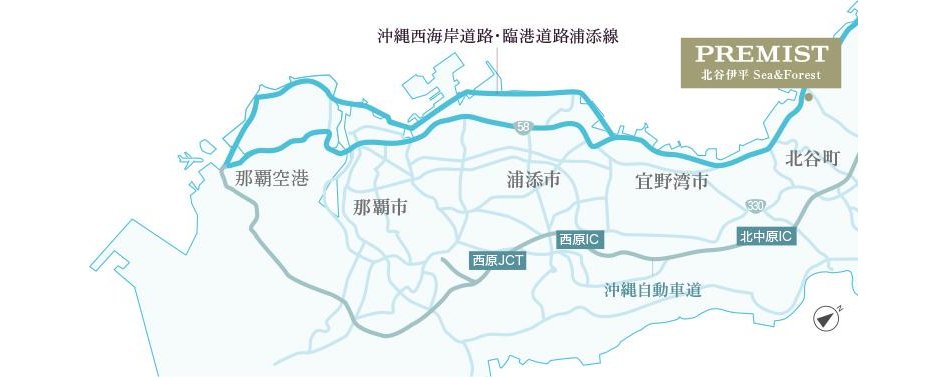 プレミスト北谷伊平 Sea＆Forestの交通アクセス図