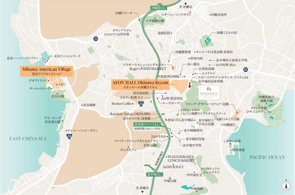 モンドミオ沖縄リゾート ライカムヒルズの現地案内図