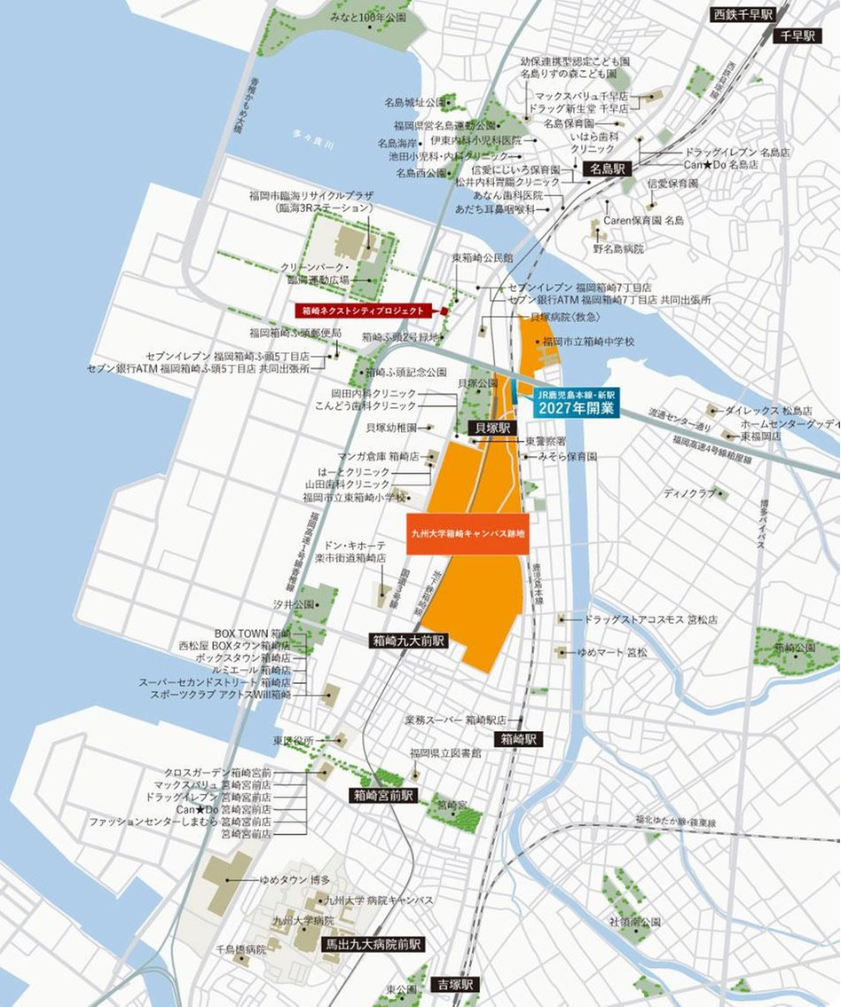 箱崎ネクストシティプロジェクトの現地案内図