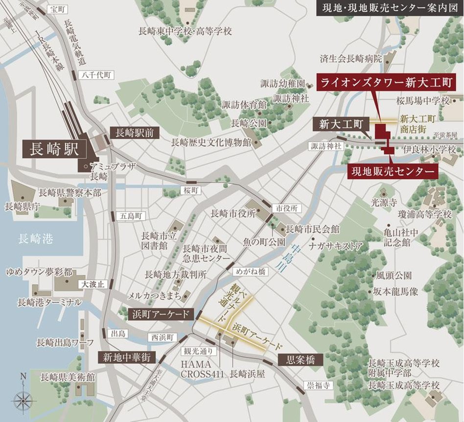 ライオンズタワー新大工町の現地案内図