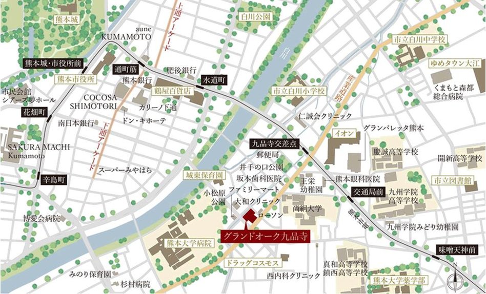 グランドオーク九品寺の現地案内図