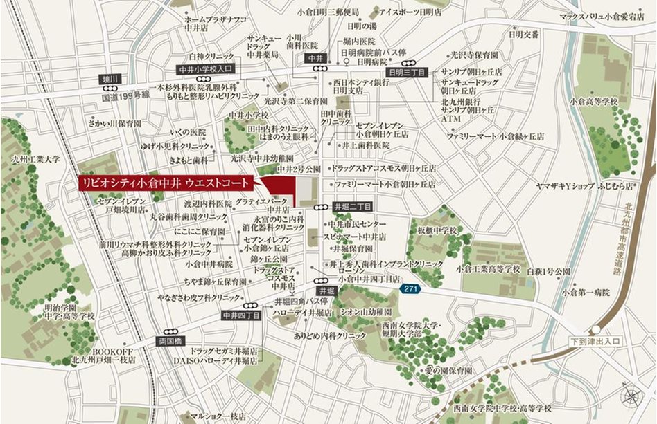 リビオシティ小倉中井 ウエストコートの現地案内図