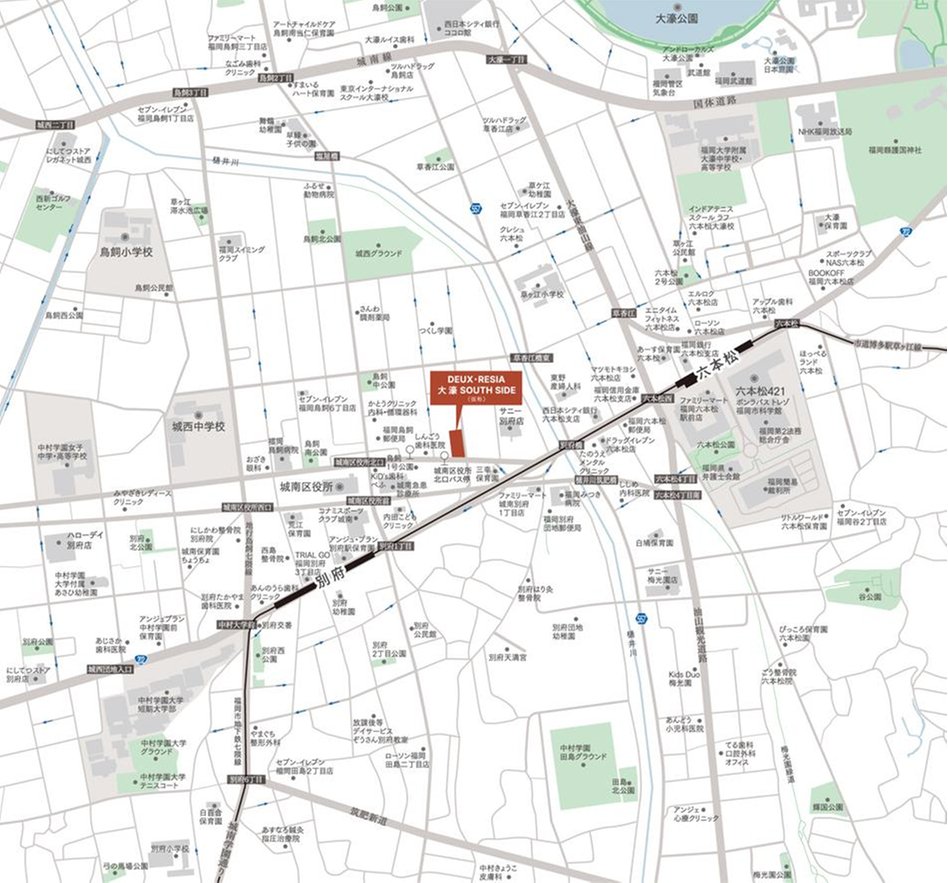 DEUX・RESIA  大濠 SOUTH  SIDE（仮称）の現地案内図