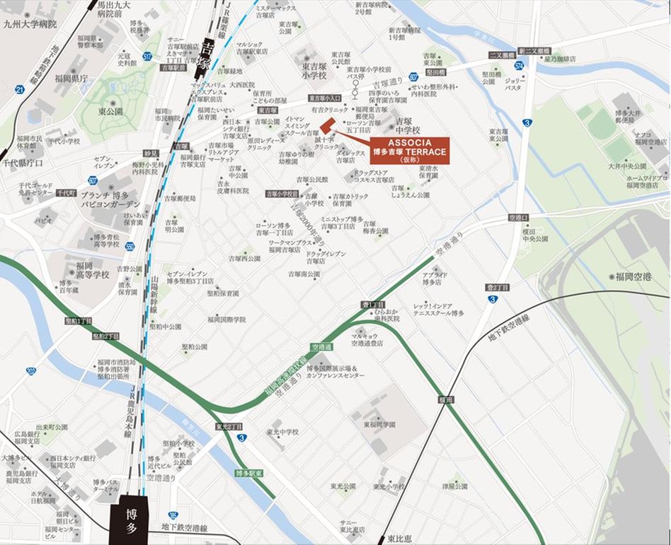 （仮称）ASSOCIA 博多 吉塚 TERRACEの現地案内図