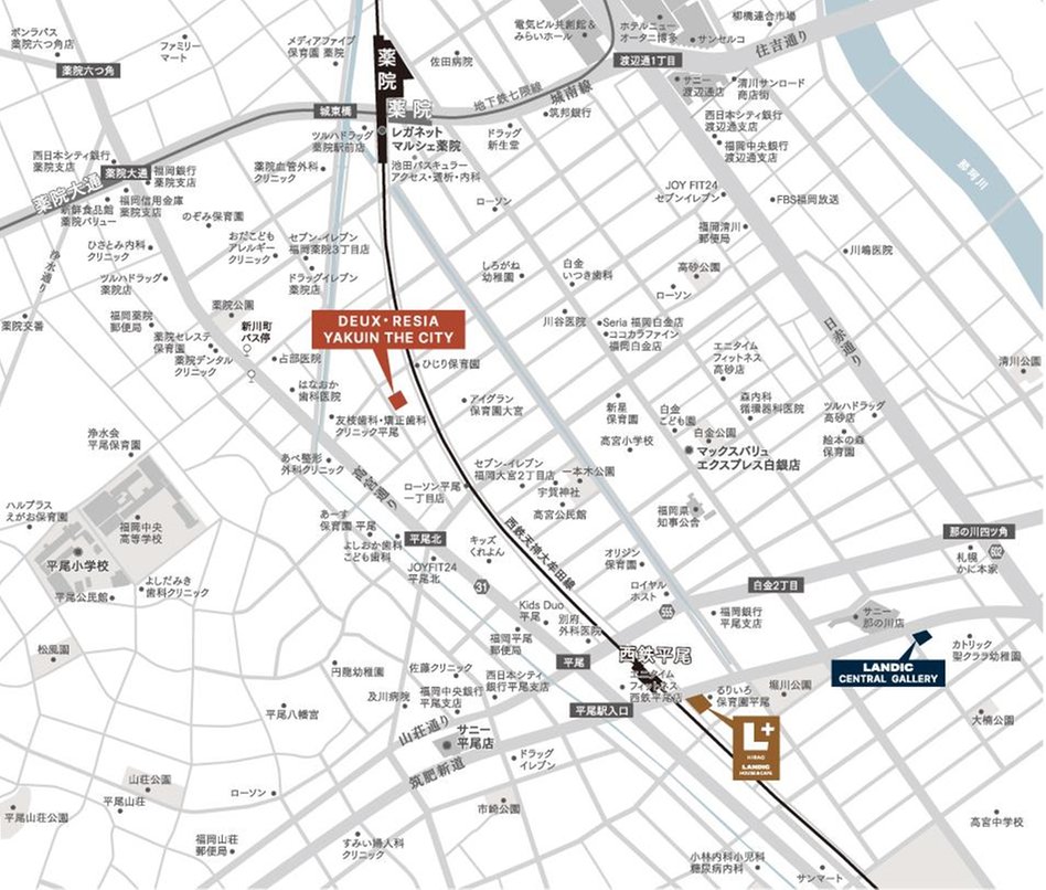 デュ・レジア薬院ザ シティの現地案内図